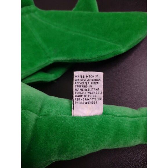 Vintage Manhattan Toy Co Green Pterodactyl Dinosaur 1991 Velour Plush Stuffed 9" - Picture 9 of 10